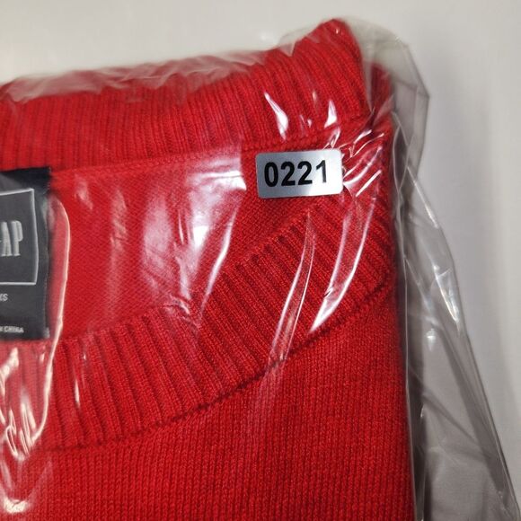 GAP Red Merino Wool Blend Split Side Seam Crewneck Sweater XSMALL - Picture 9 of 9